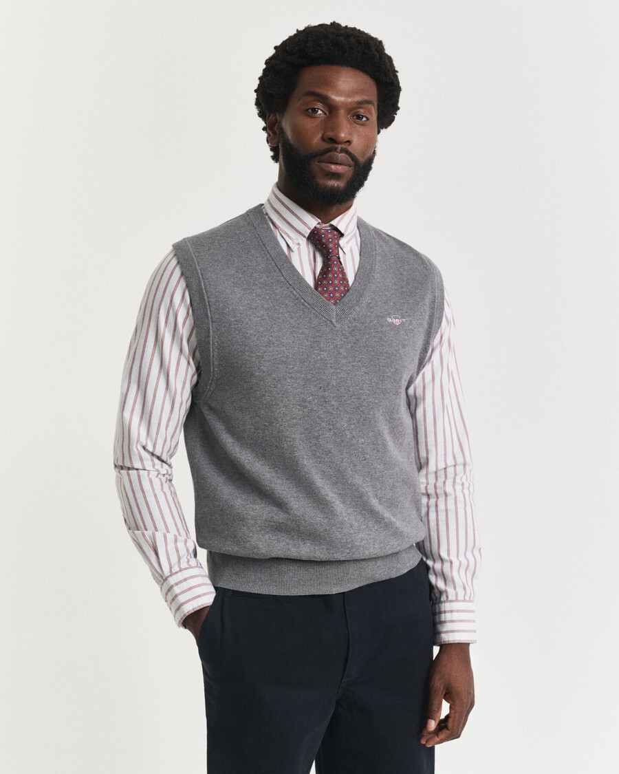 gilet classico in cotone - grigio scuro melange