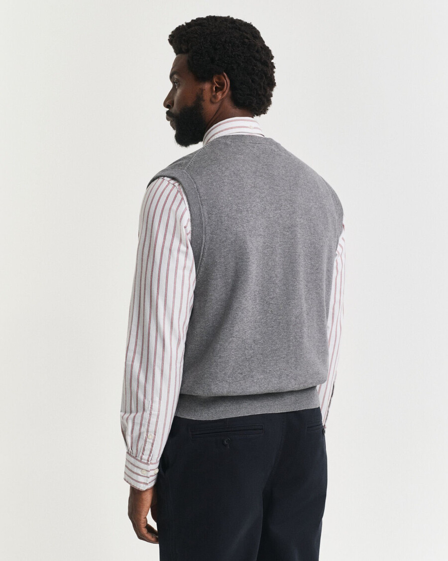 gilet classico in cotone - grigio scuro melange