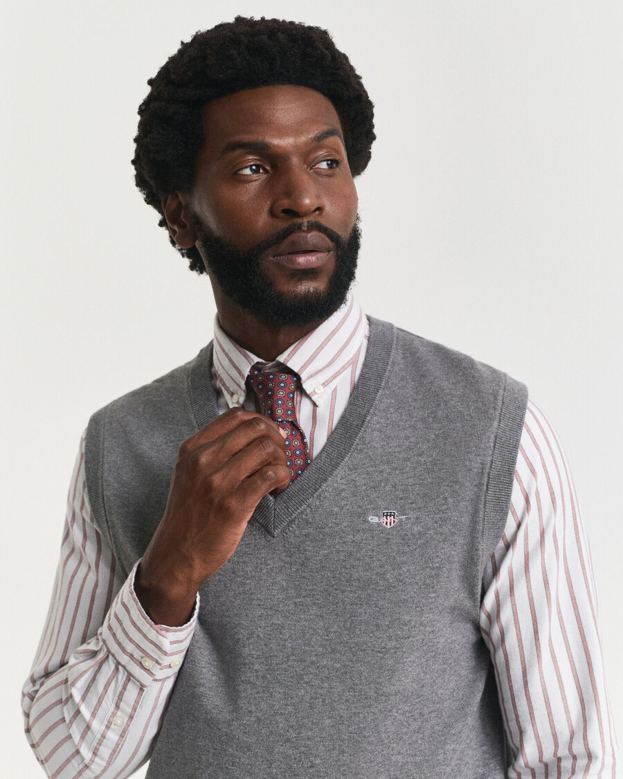 gilet classico in cotone - grigio scuro melange