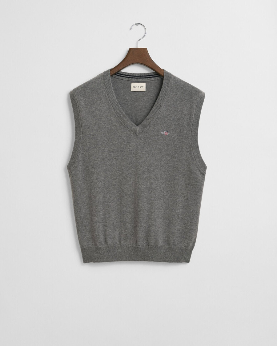 gilet classico in cotone - grigio scuro melange