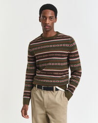 maglione girocollo fair isle - verde campagna