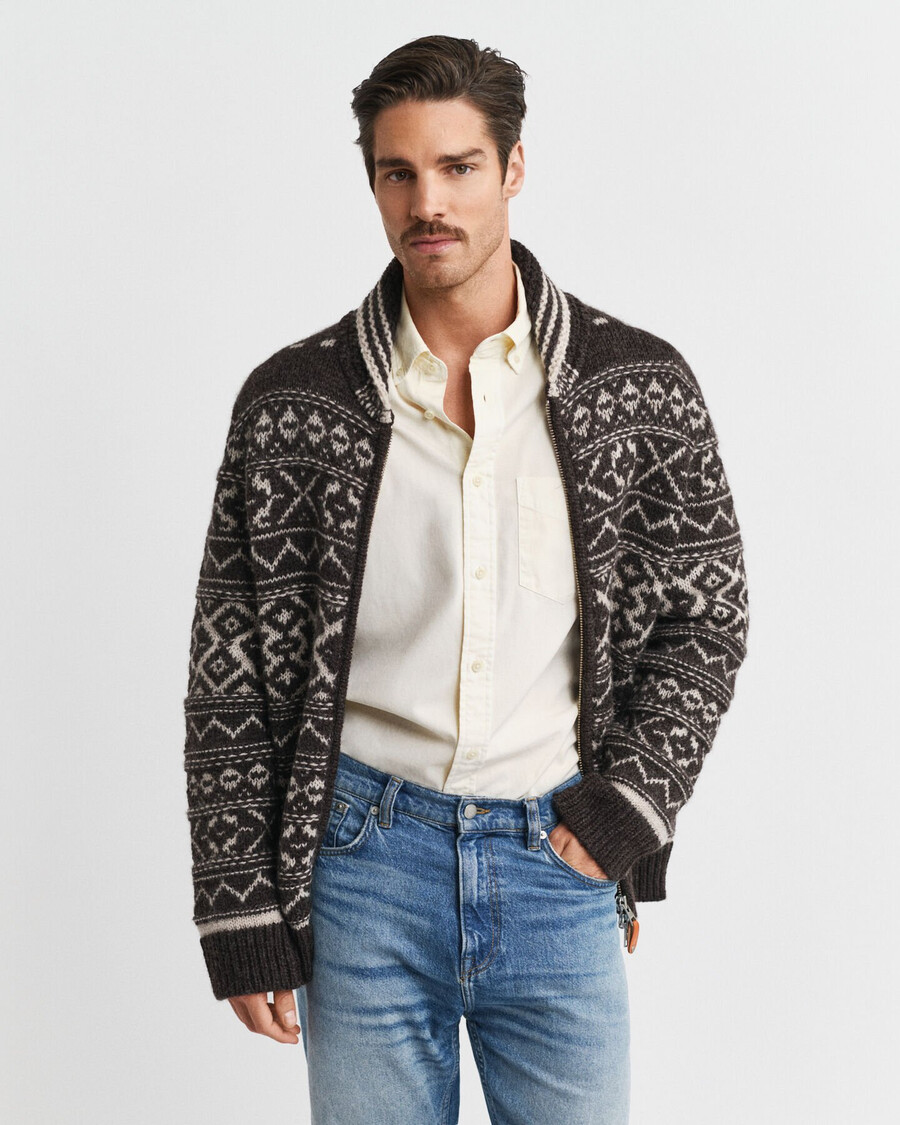 cardigan jacquard - marrone melange