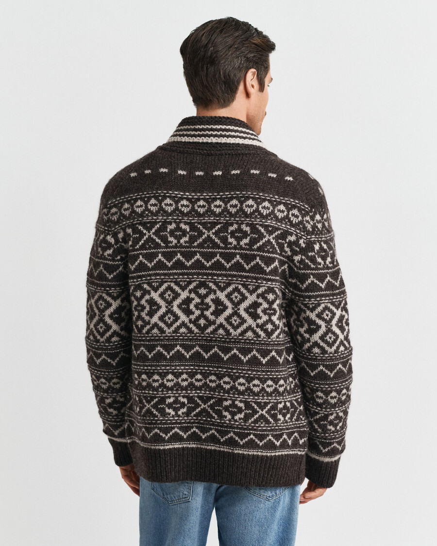 cardigan jacquard - marrone melange