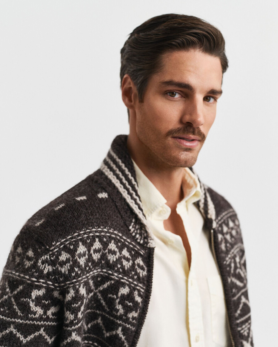 cardigan jacquard - marrone melange