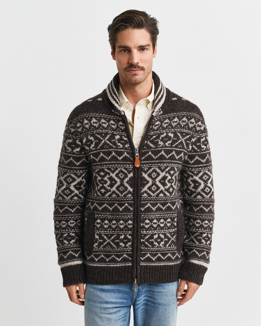 cardigan jacquard - marrone melange