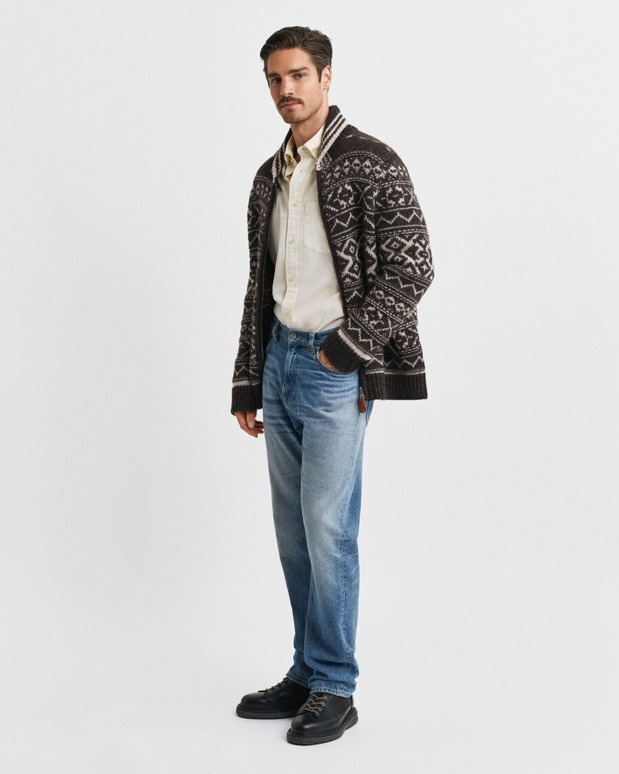 cardigan jacquard - marrone melange