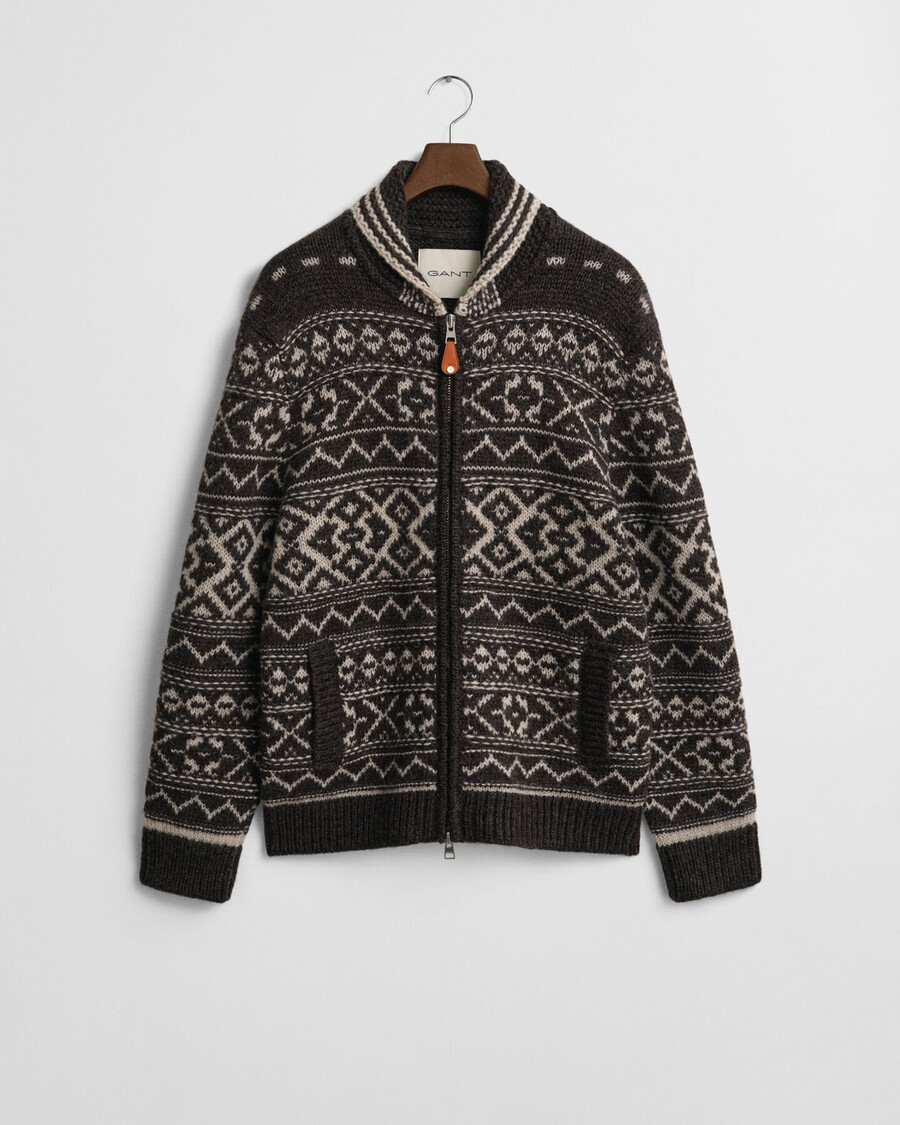 cardigan jacquard - marrone melange