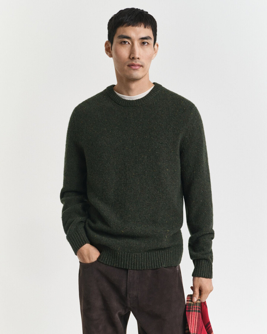 maglione girocollo in misto lana nepps - verde campagna