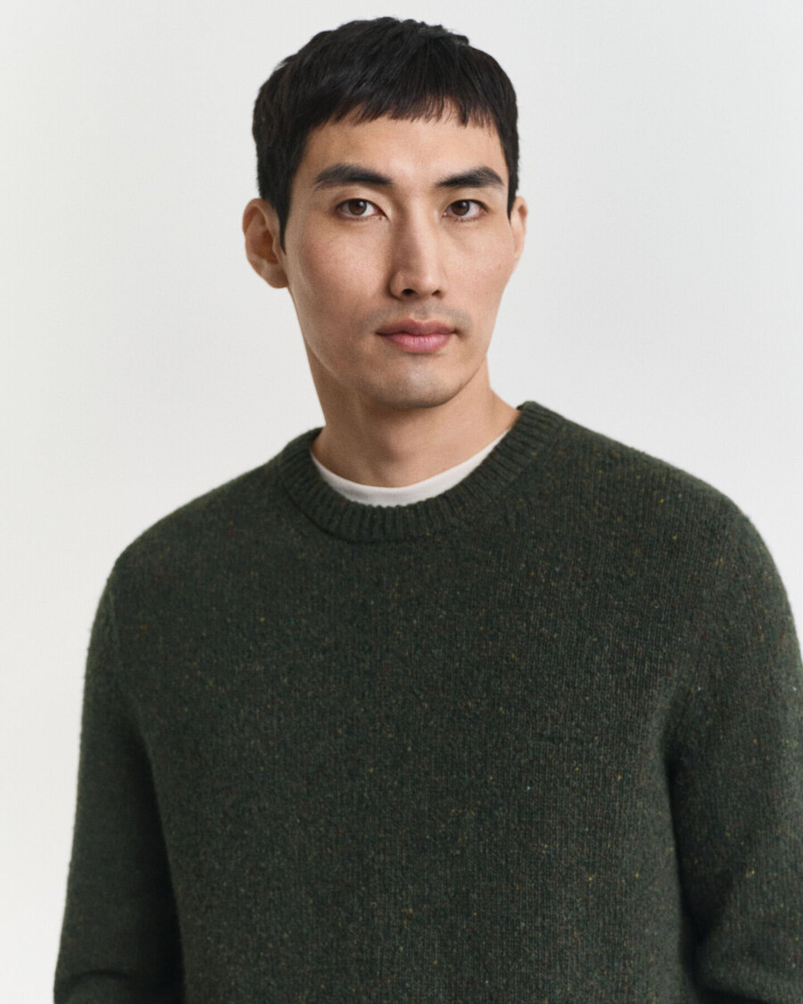 maglione girocollo in misto lana nepps - verde campagna
