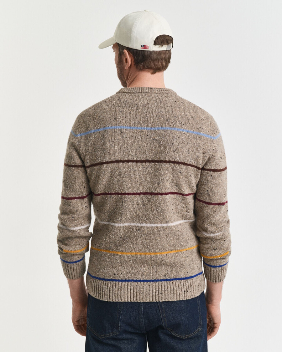 maglione girocollo nepps in misto lana a righe - sabbia scura melange