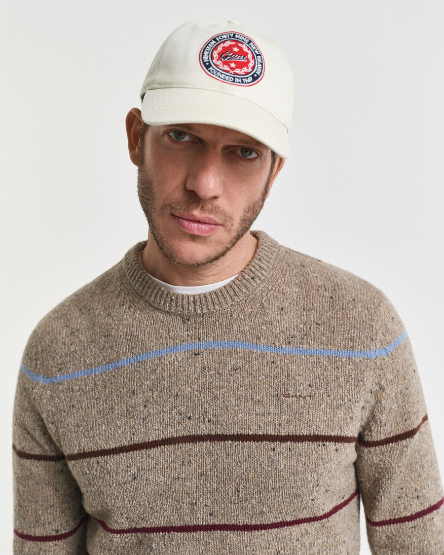 maglione girocollo nepps in misto lana a righe - sabbia scura melange