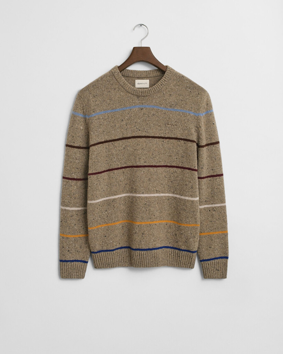 maglione girocollo nepps in misto lana a righe - sabbia scura melange