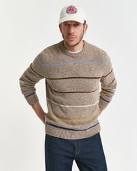 maglione girocollo nepps in misto lana a righe - sabbia scura melange