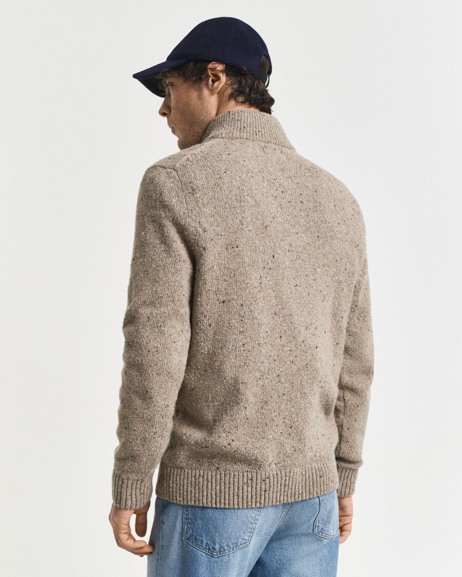 maglione nepps in misto lana con bottoni a metà - melange sabbia scura
