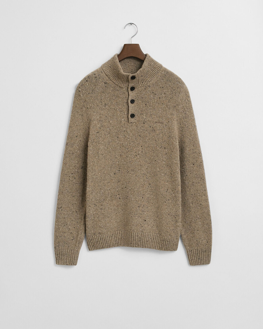 maglione nepps in misto lana con bottoni a metà - melange sabbia scura