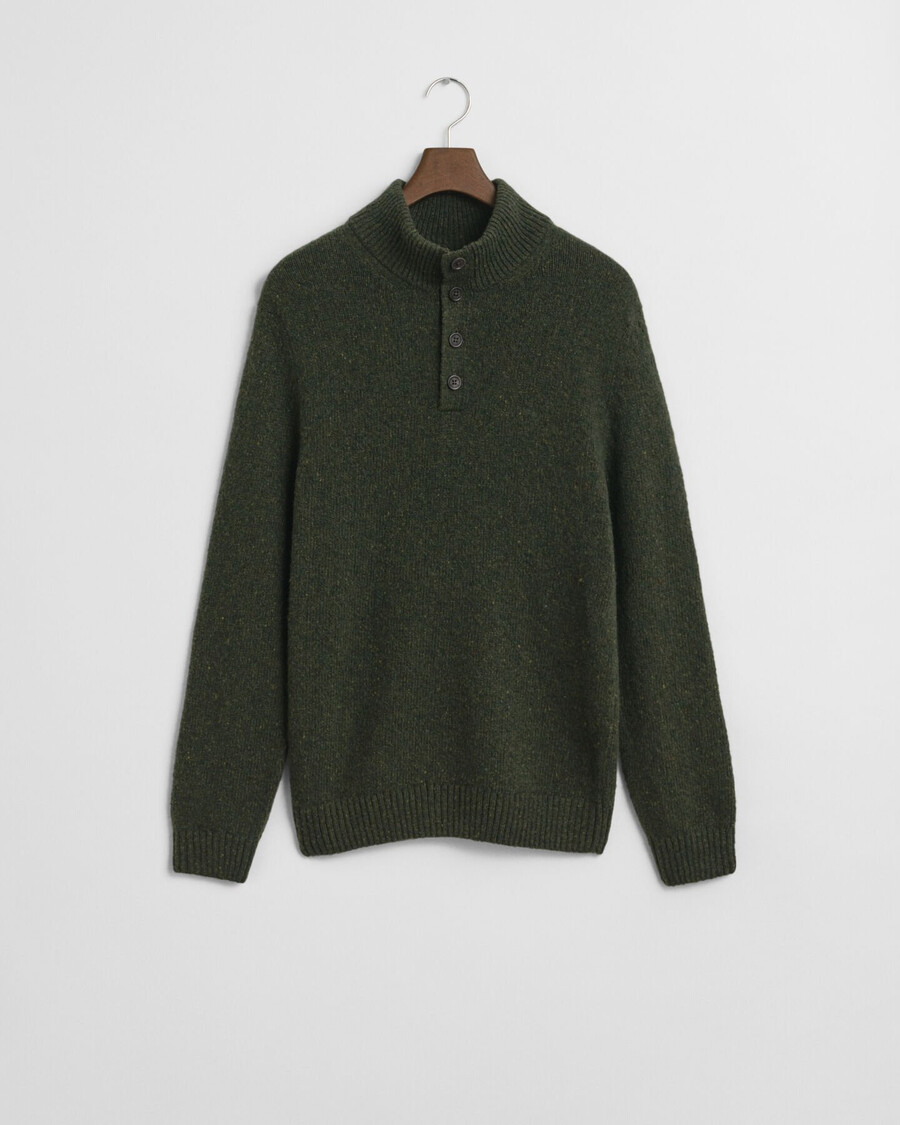 maglione nepps in misto lana con bottoni a metà - verde campagna