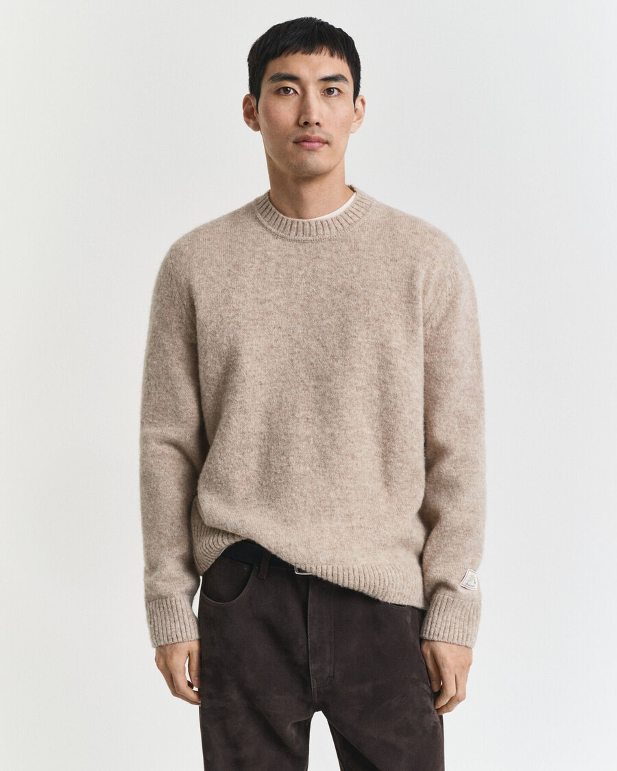 maglione girocollo in lana scozzese - cachi mélange