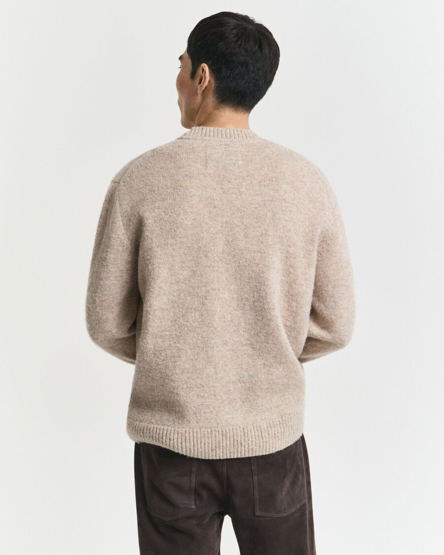 maglione girocollo in lana scozzese - cachi mélange