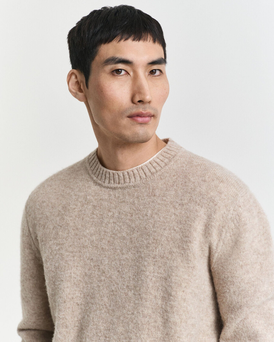 maglione girocollo in lana scozzese - cachi mélange