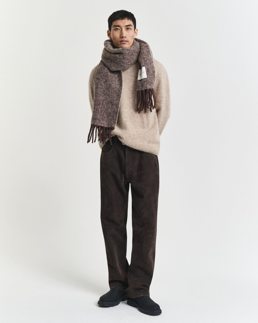 maglione girocollo in lana scozzese - cachi mélange
