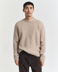 maglione girocollo in lana scozzese - cachi mélange