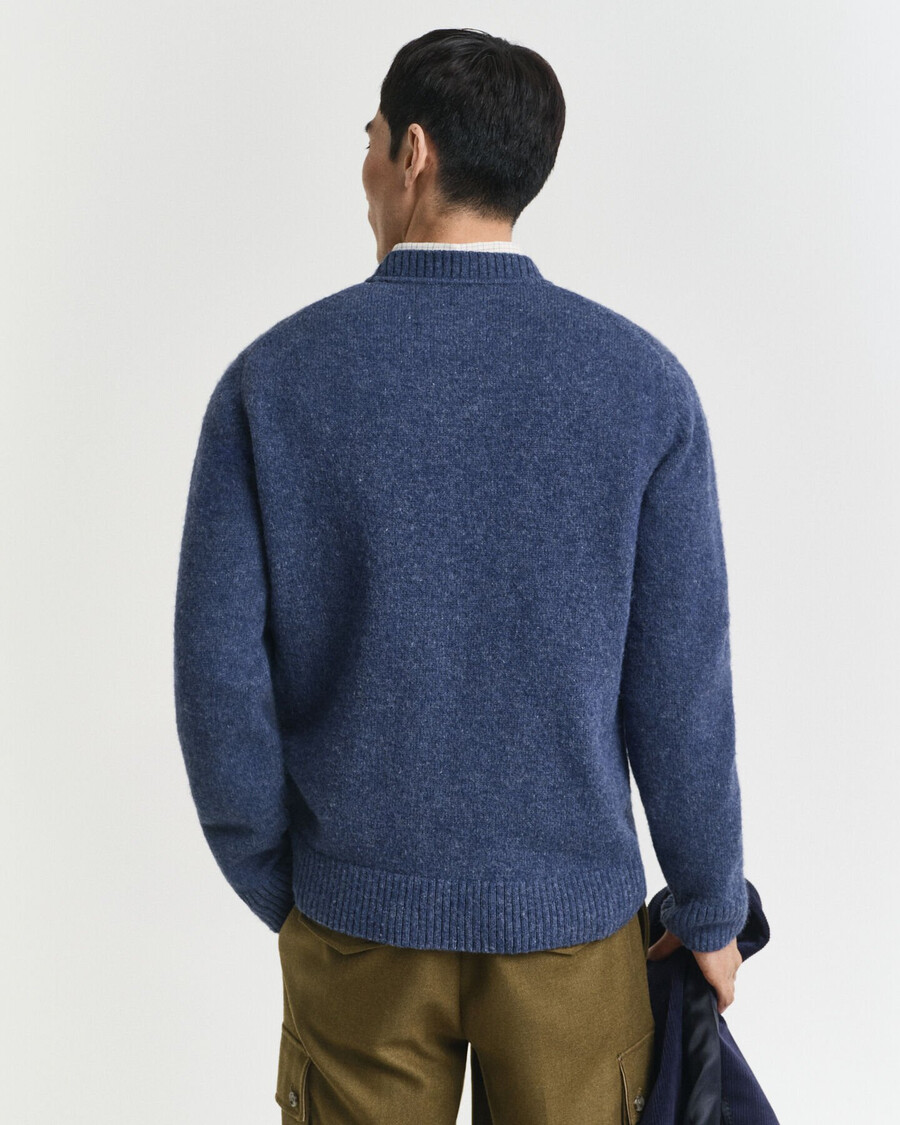 maglione girocollo in lana scozzese - marine melange