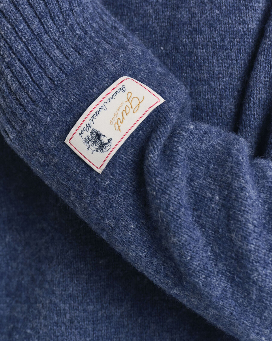 maglione girocollo in lana scozzese - marine melange