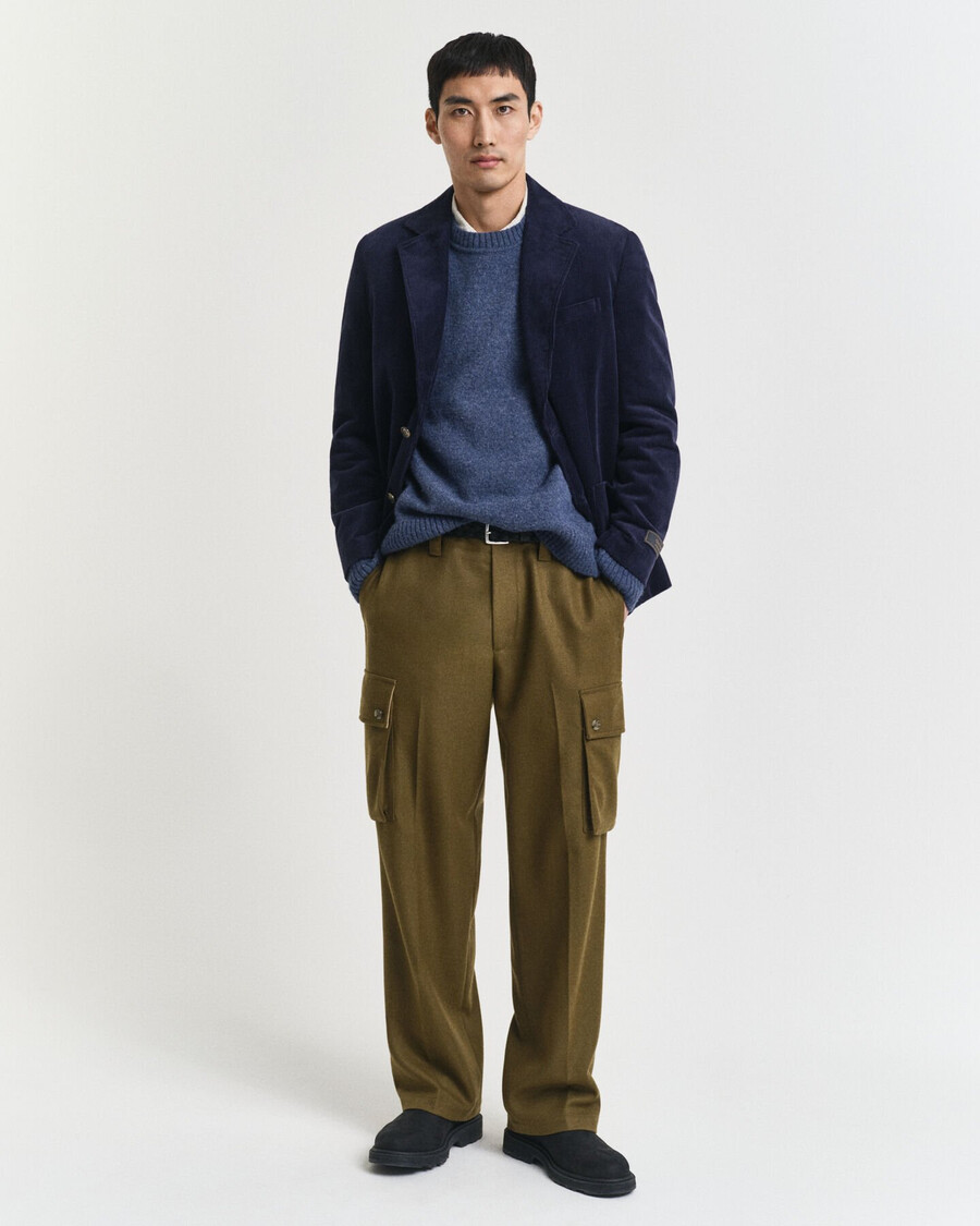 maglione girocollo in lana scozzese - marine melange