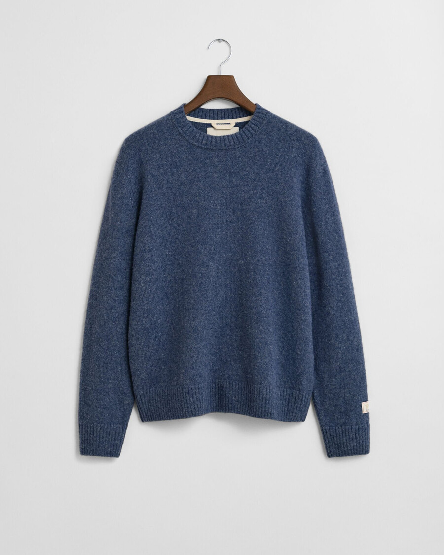 maglione girocollo in lana scozzese - marine melange