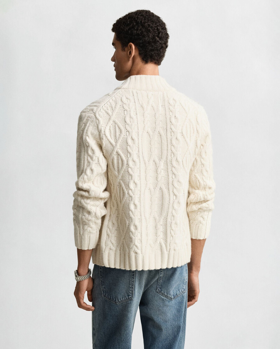 cardigan in maglia a trecce - crema