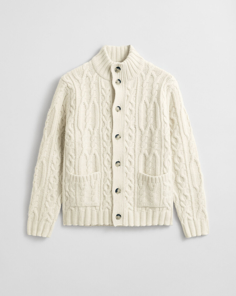 cardigan in maglia a trecce - crema
