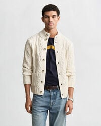 cardigan in maglia a trecce - crema