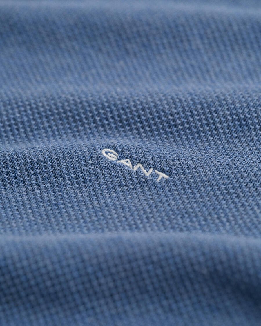 maglione girocollo in piqué di cotone - blu denim melange
