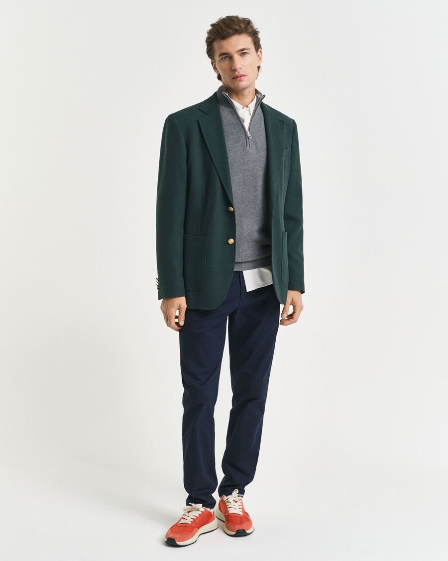 maglione in piqué di cotone con mezza zip - grigio scuro melange