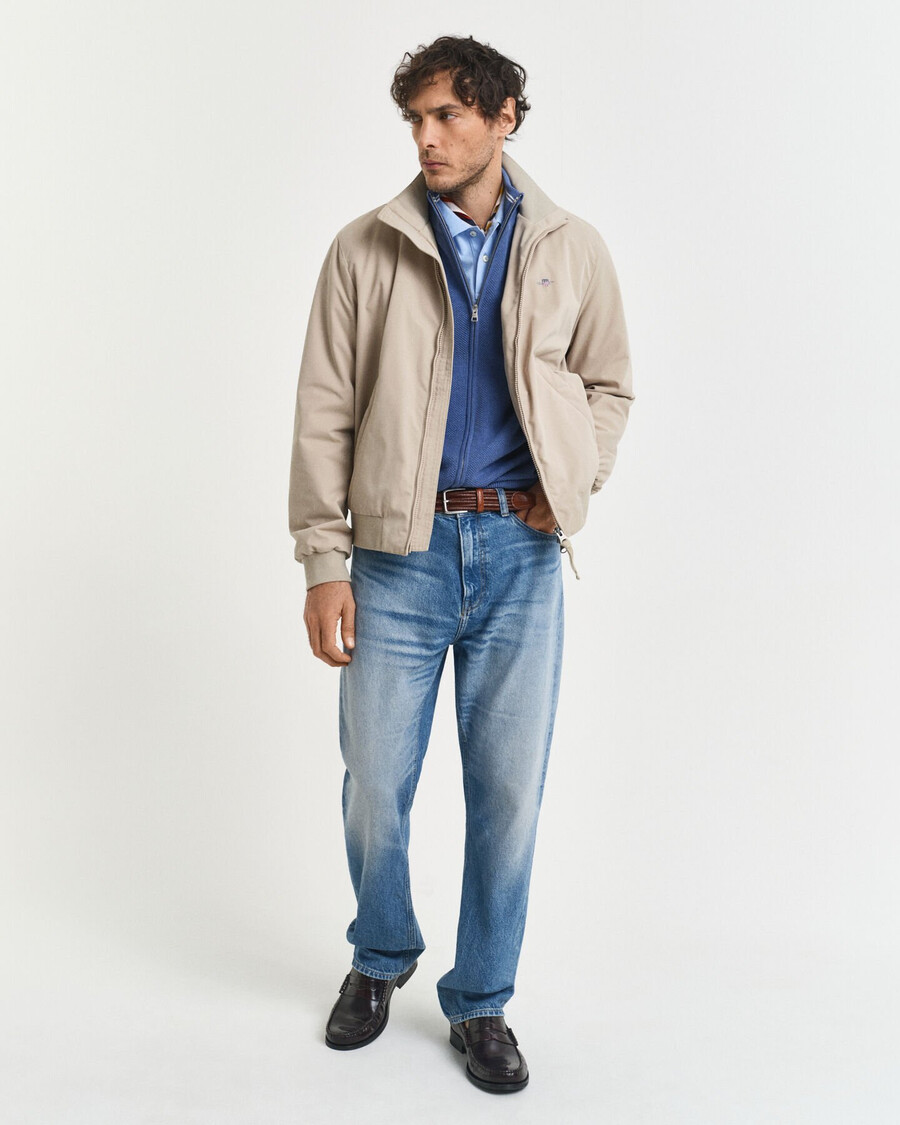 cardigan con zip in piqué di cotone - denim blue melange