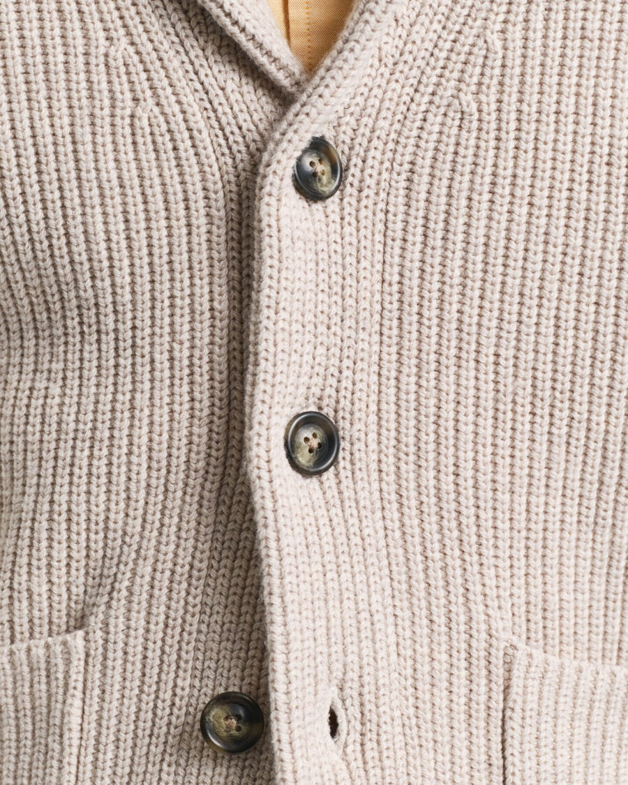 cardigan con collo a scialle in misto lana - beige chiaro mélange