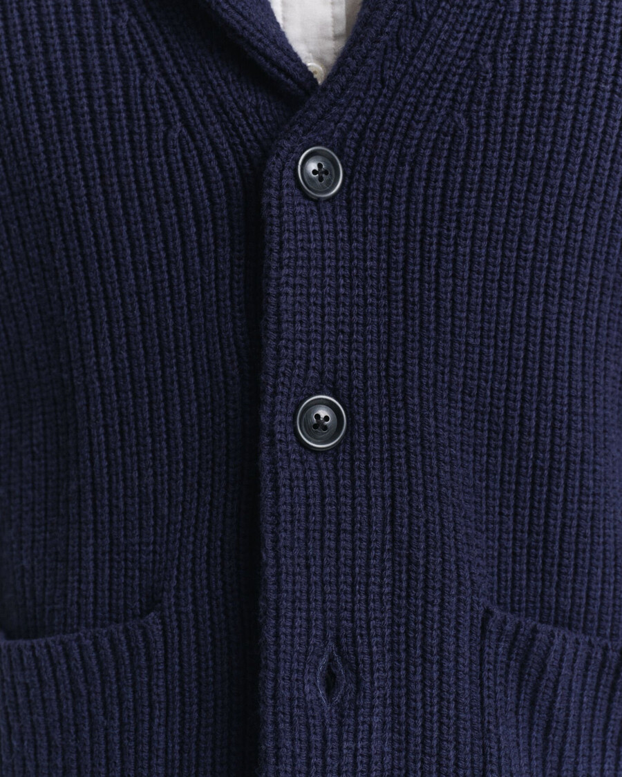 cardigan con collo a scialle in misto lana - blu sera