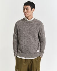 maglione girocollo in misto lana mouliné - marrone mélange