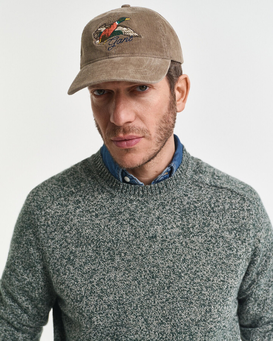 maglione girocollo in misto lana mouliné - verde tartan