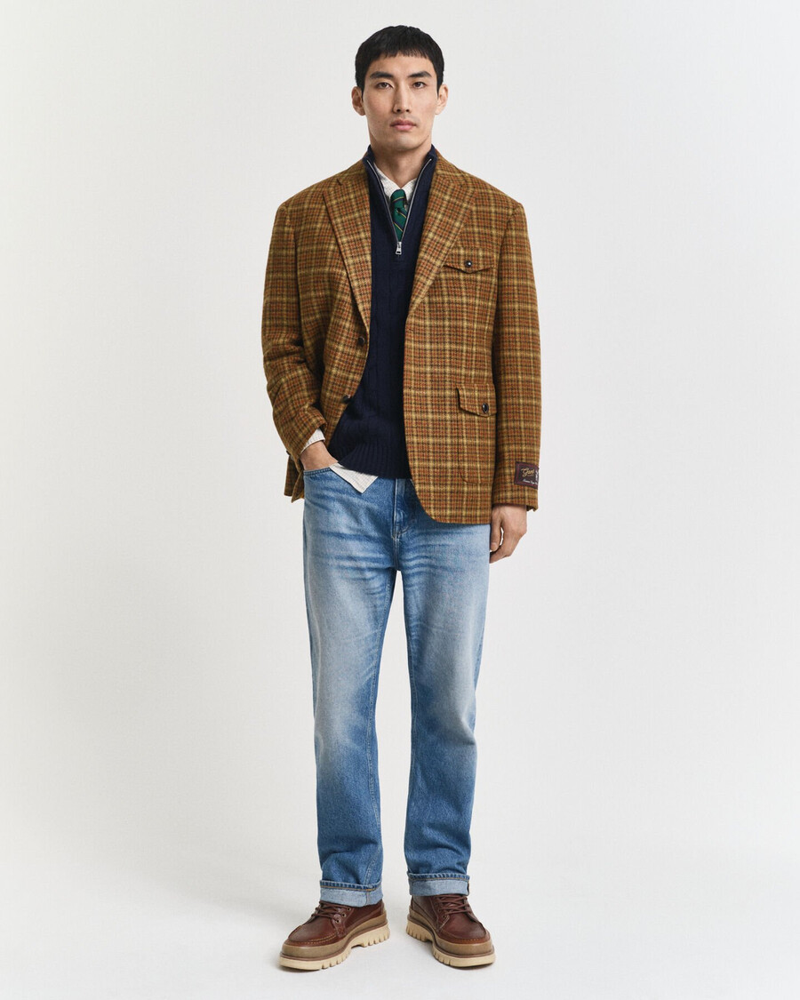 maglione in lana dagnello con mezza zip - blu sera