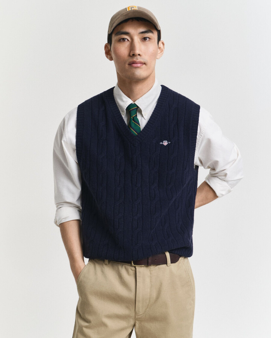 gilet in maglia di lana dagnello - blu sera