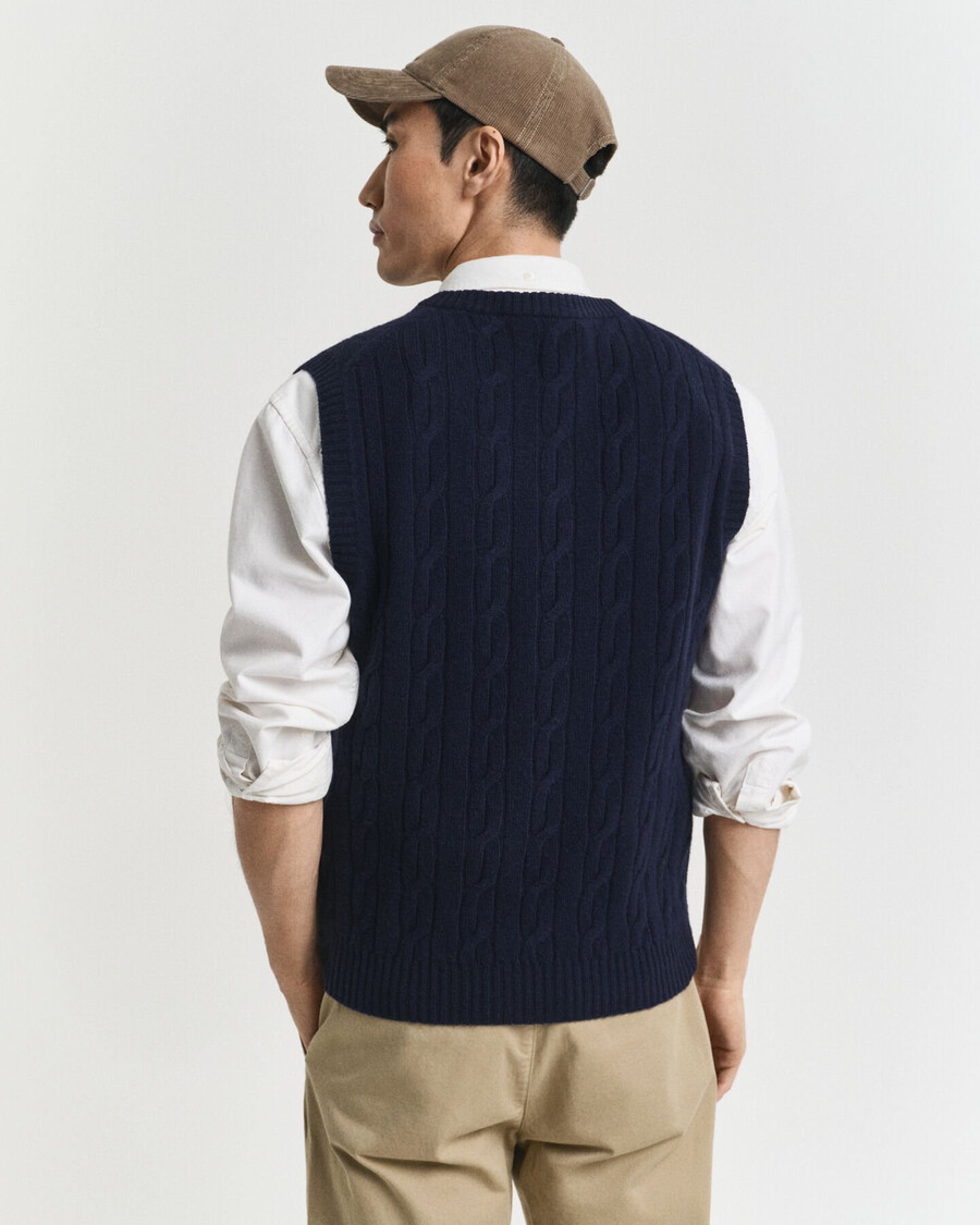 gilet in maglia di lana dagnello - blu sera