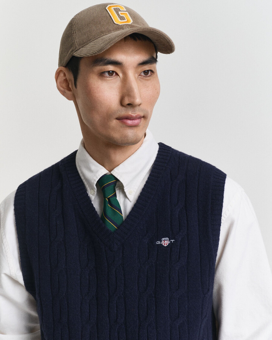 gilet in maglia di lana dagnello - blu sera
