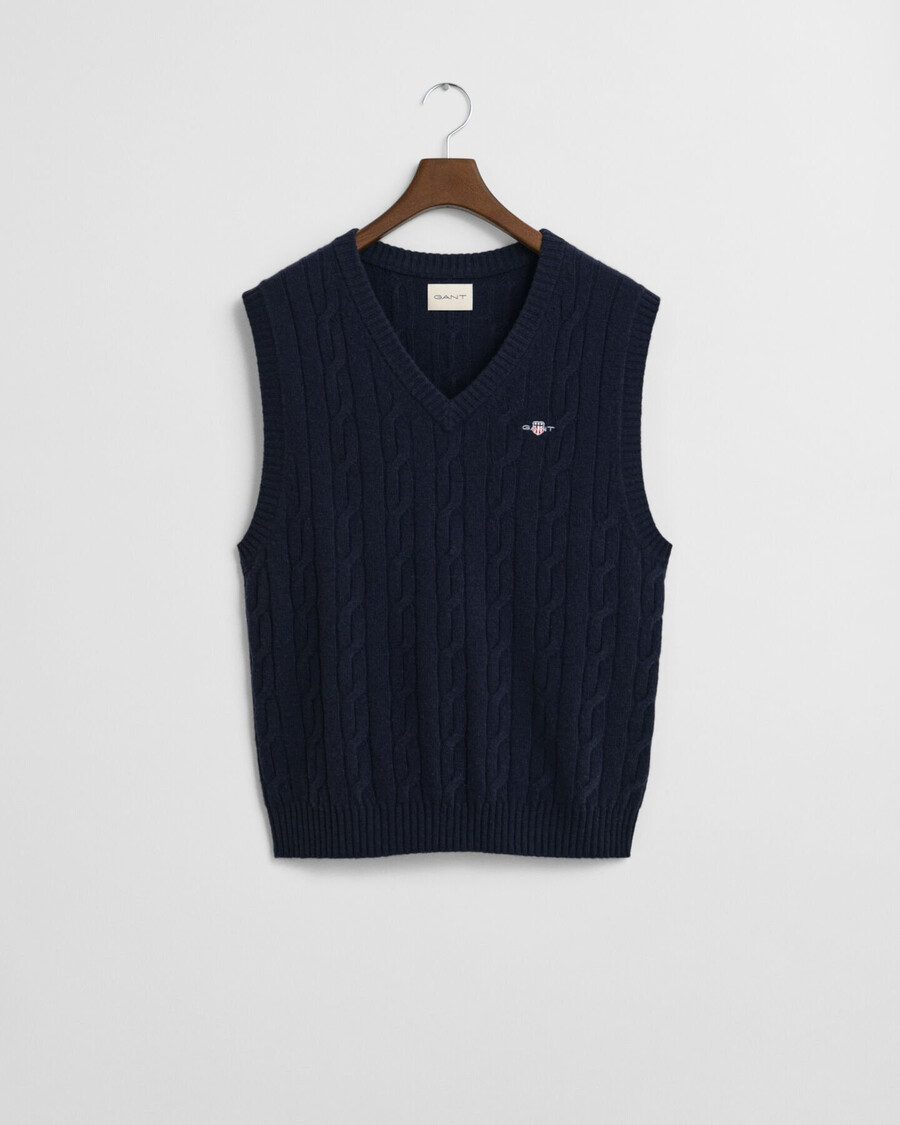 gilet in maglia di lana dagnello - blu sera