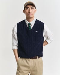 gilet in maglia di lana dagnello - blu sera