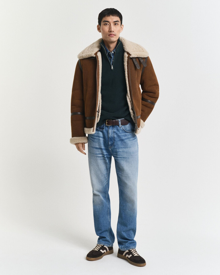 maglione in lana merino e cotone a coste con mezza zip - verde tartan