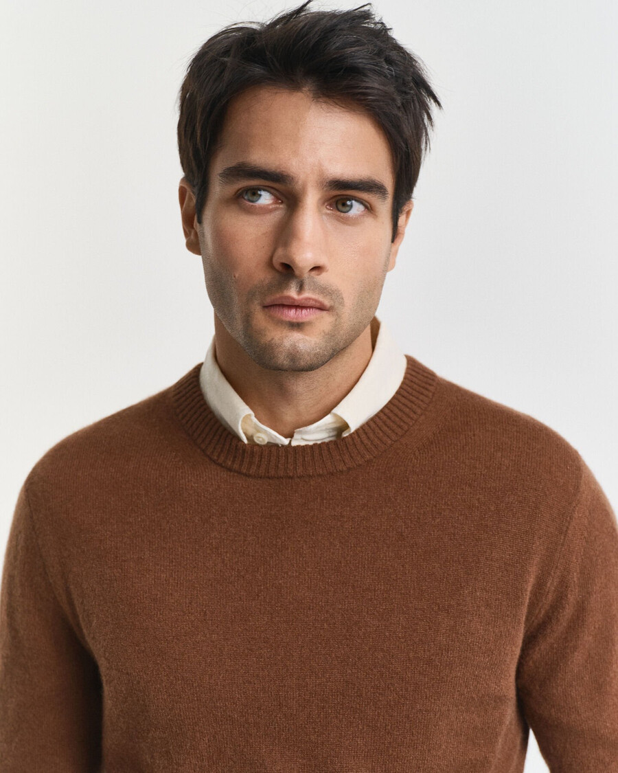 maglione girocollo in cashmere - marrone mogano