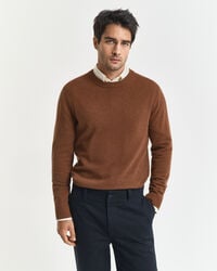 maglione girocollo in cashmere - marrone mogano