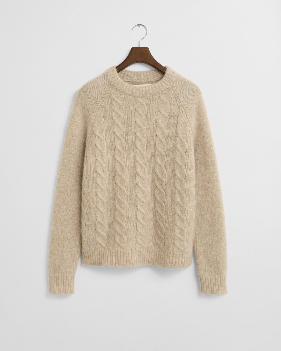maglione girocollo in maglia a trecce - seed melange