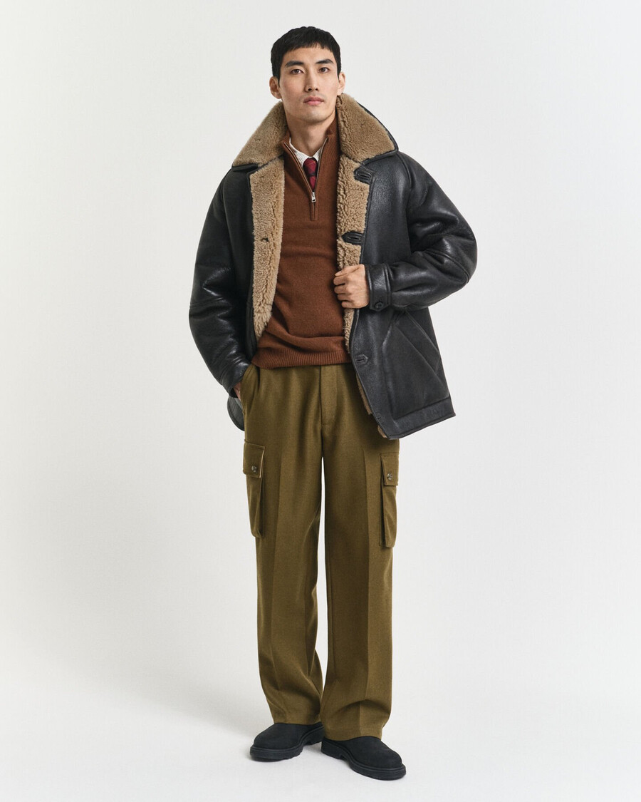 maglione in cashmere con mezza zip - marrone mogano